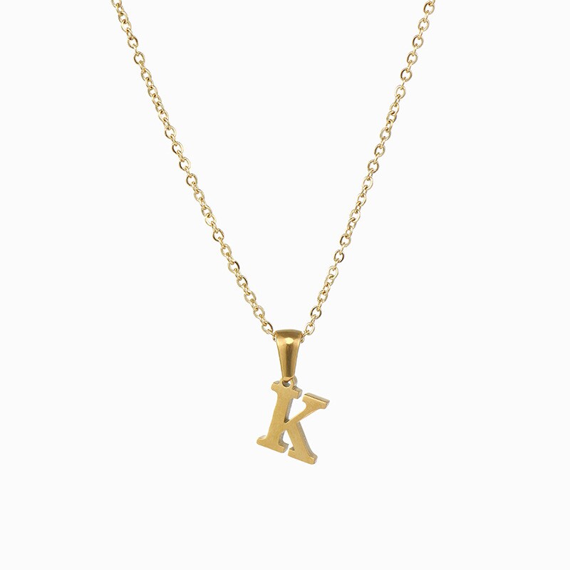 Gold color / 1 Piece Simple Series Simple Letter K Stainless Steel 18K Gold Plated Women's Pendant Necklaces Picture11